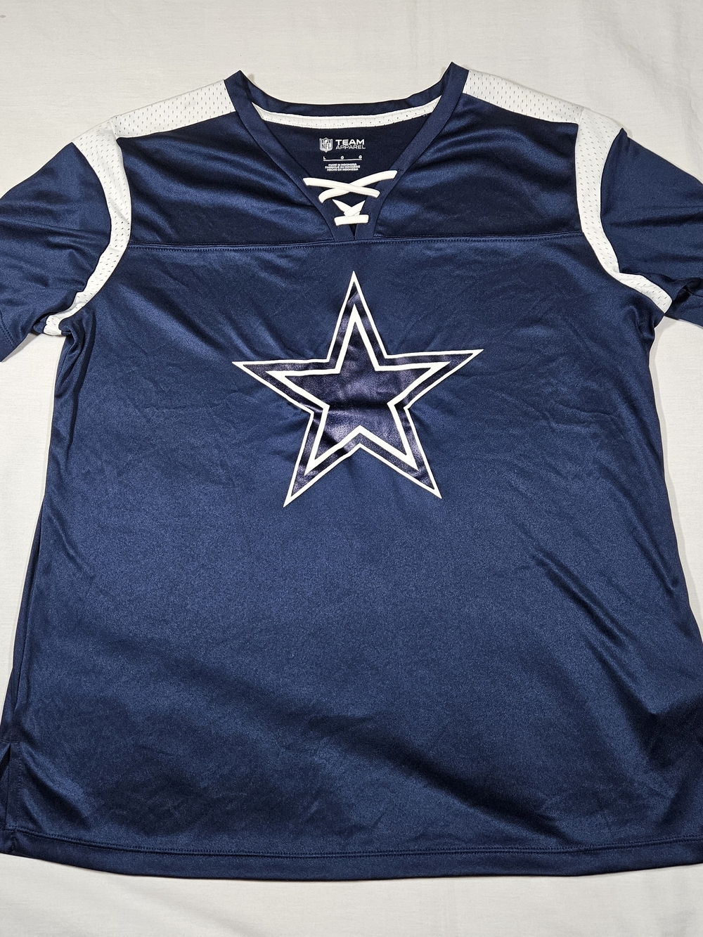 Dallas Cowboys Women's Jersey Shirt Large NFL Team Apparel Lace Up V-Neck